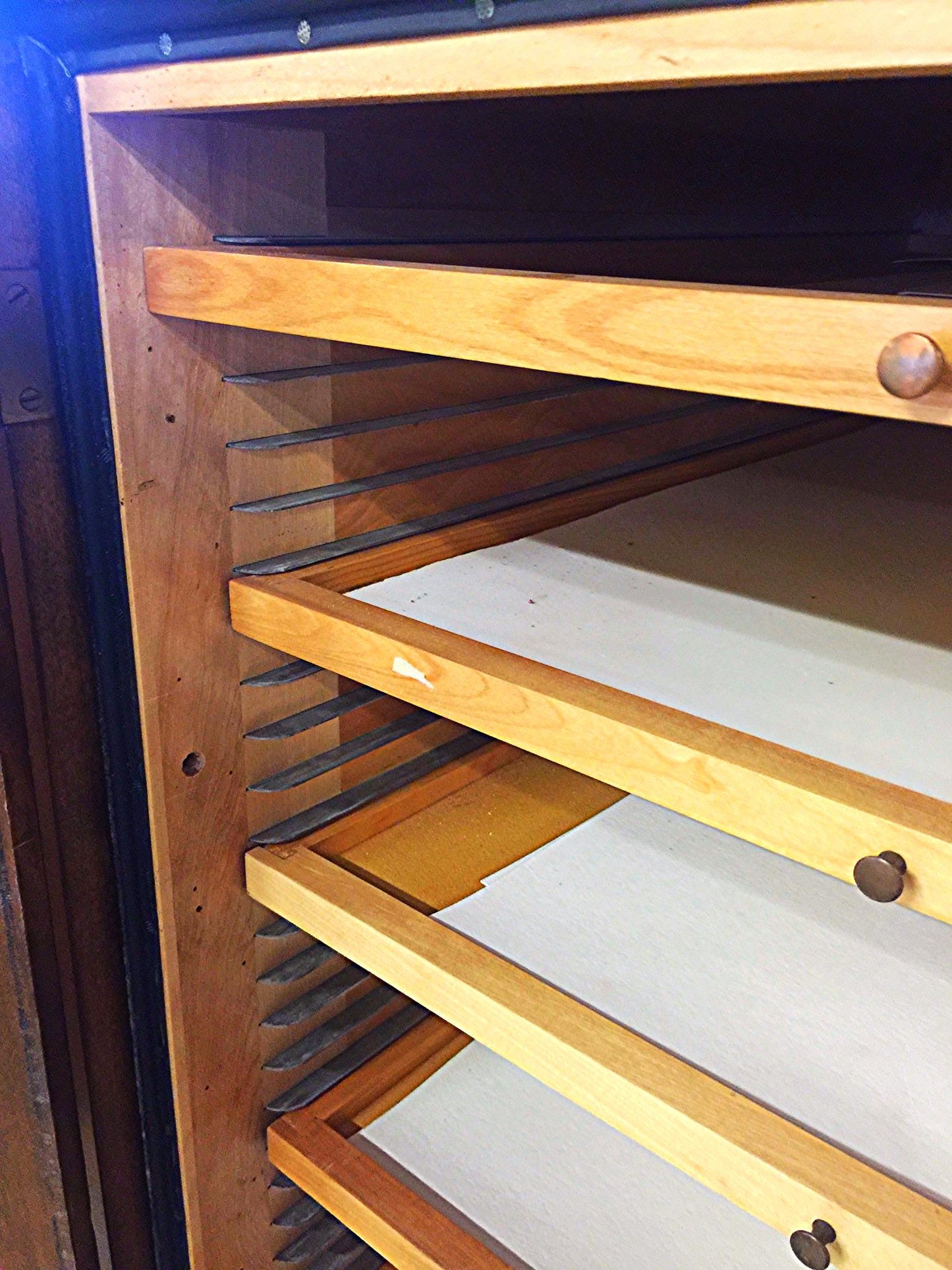 Vintage RARE SOLID OAK MAP FILE w DOORS BRASS FIXTURES 32 DEEP x 42 WID x 58 HI