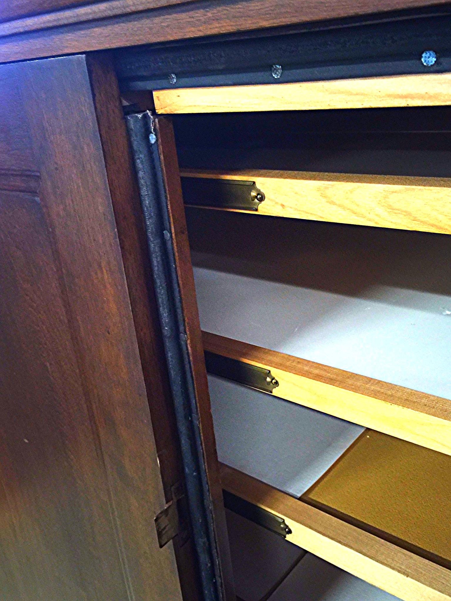 Vintage RARE SOLID OAK MAP FILE w DOORS BRASS FIXTURES 32 DEEP x 42 WID x 58 HI