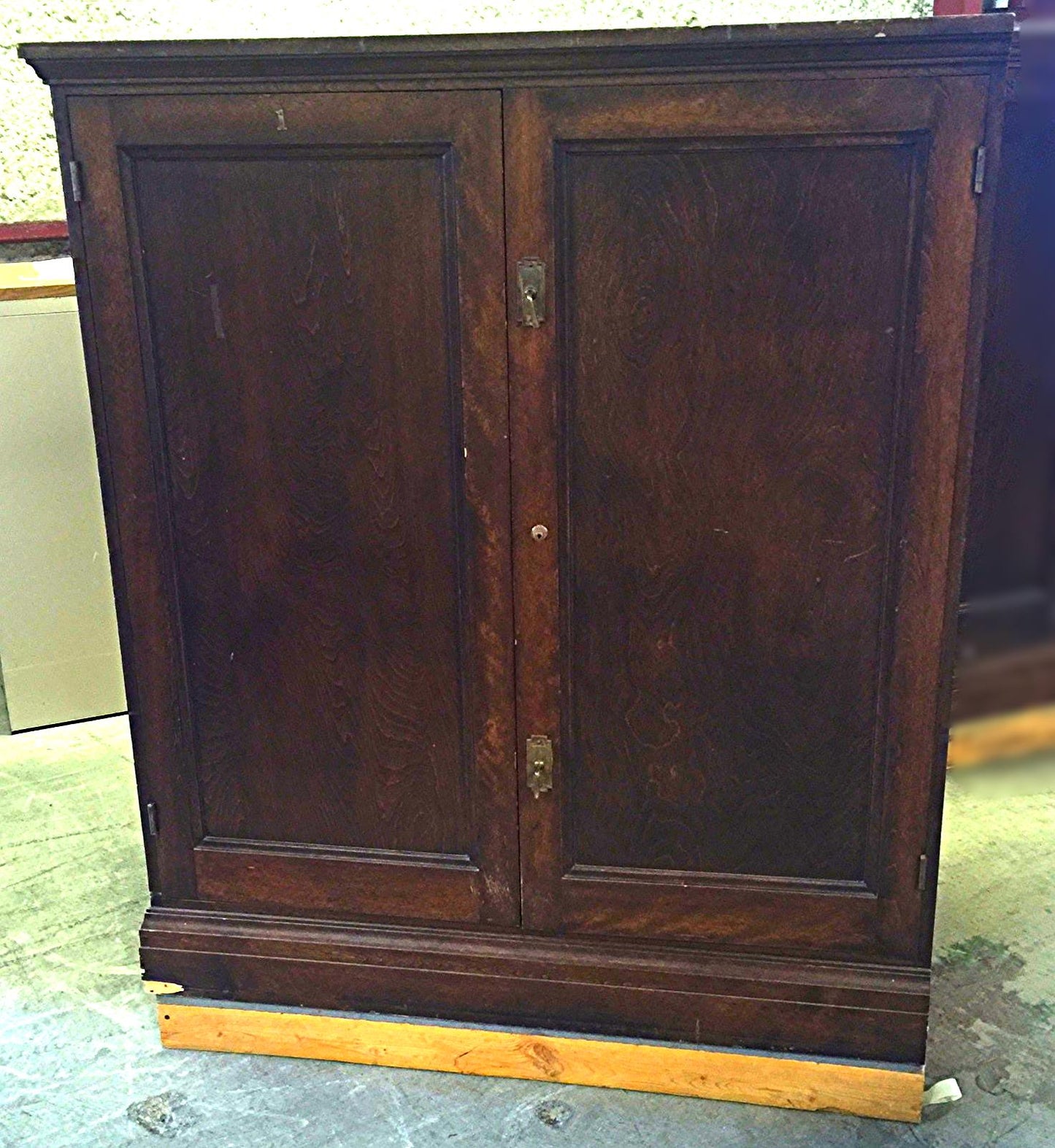 Vintage RARE SOLID OAK MAP FILE w DOORS BRASS FIXTURES 32 DEEP x 42 WID x 58 HI