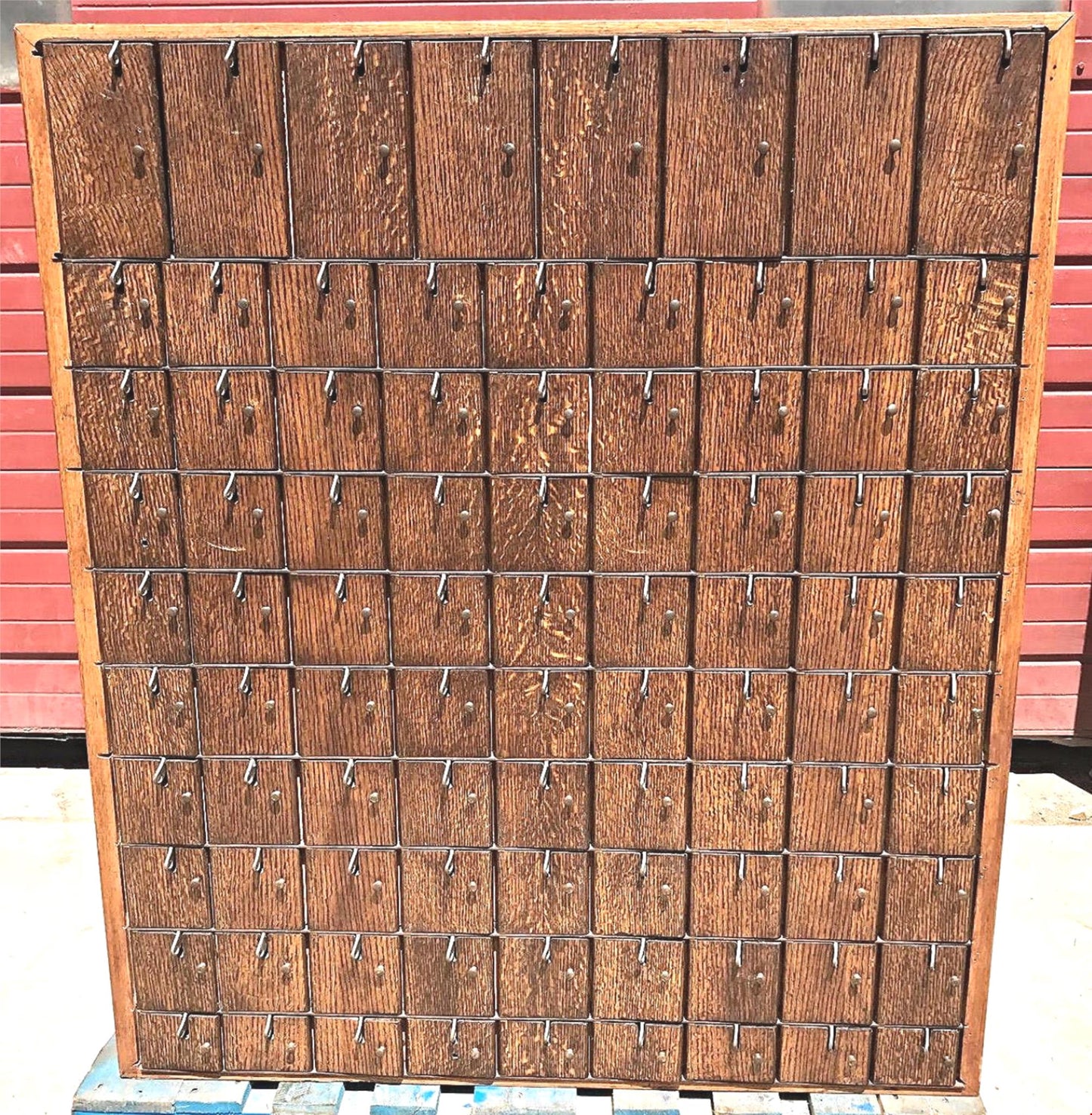 RARE 1940s VINTAGE OAK 88 CUBICLE MAILBOX 53Hx45Wx36D WineCabinet wBASE FREESHIP