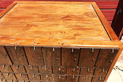 RARE 1940s VINTAGE OAK 88 CUBICLE MAILBOX 53Hx45Wx36D WineCabinet wBASE FREESHIP