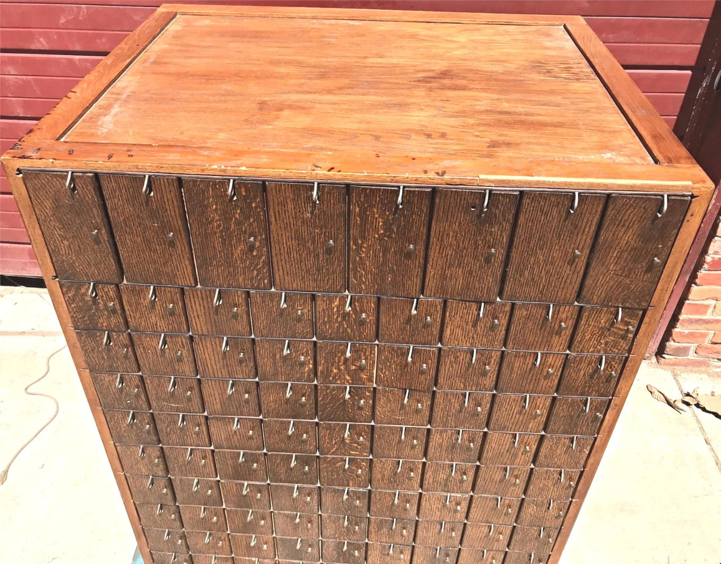 RARE 1940s VINTAGE OAK 88 CUBICLE MAILBOX 53Hx45Wx36D WineCabinet wBASE FREESHIP