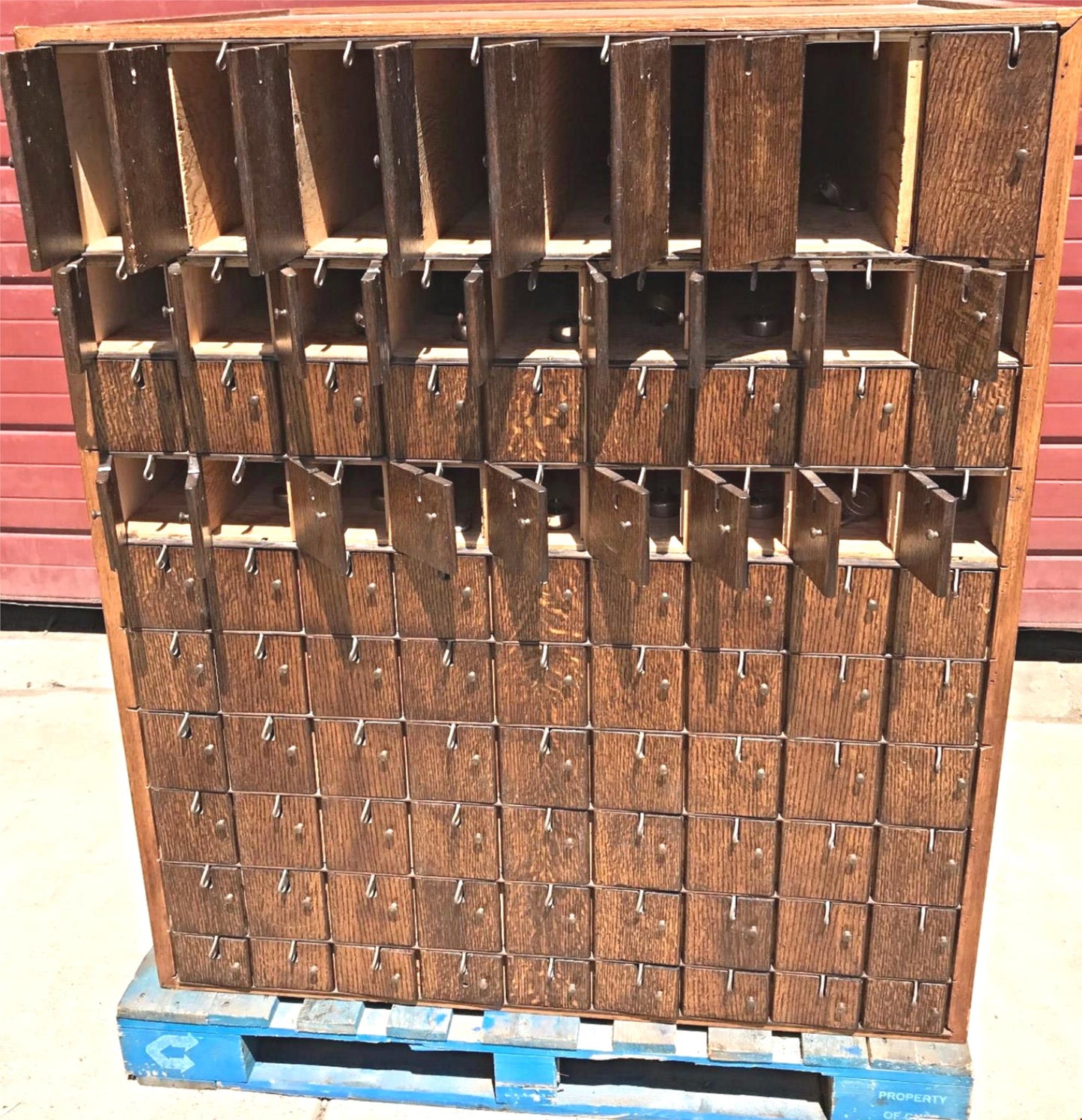 RARE 1940s VINTAGE OAK 88 CUBICLE MAILBOX 53Hx45Wx36D WineCabinet wBASE FREESHIP