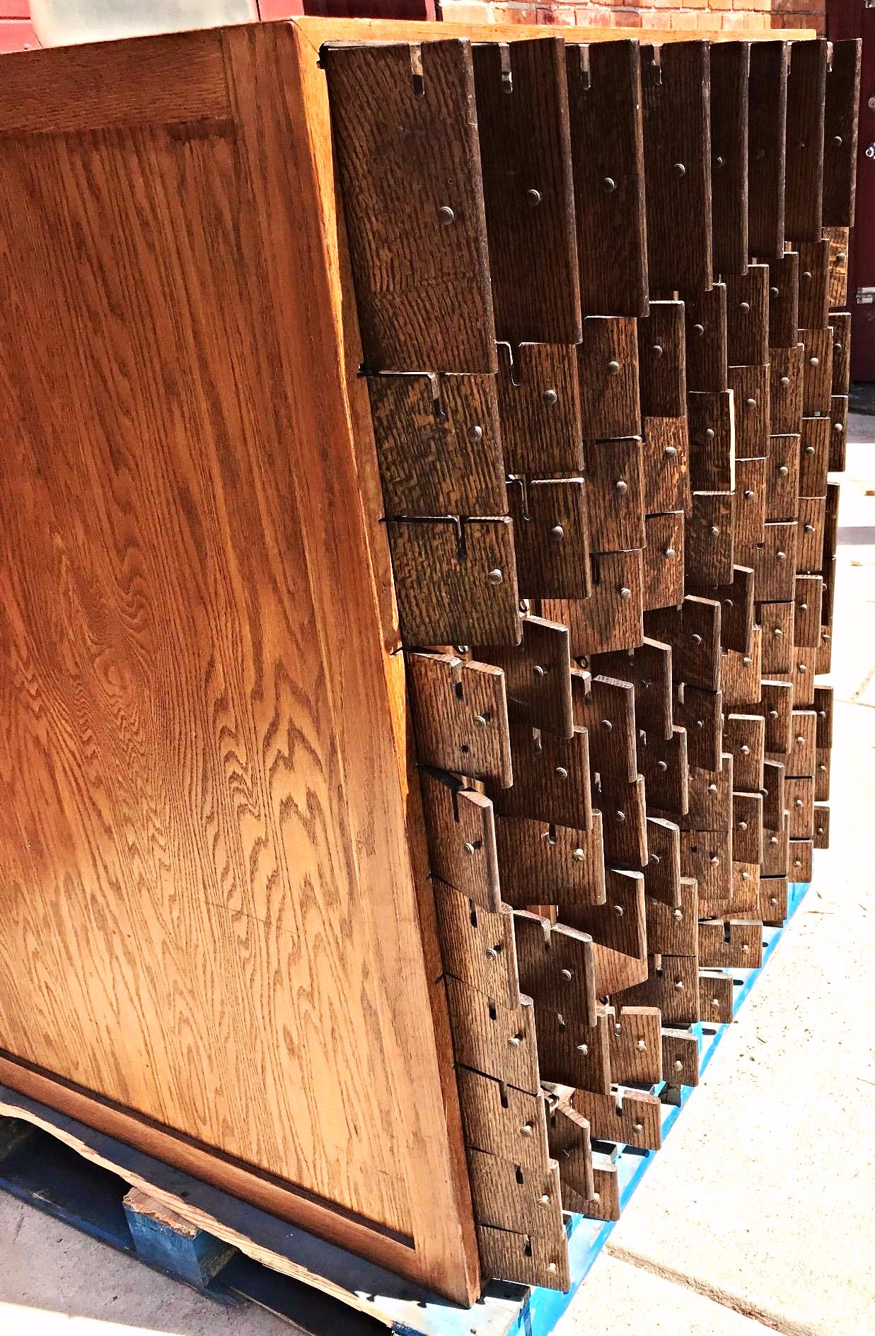 RARE 1940s VINTAGE OAK 88 CUBICLE MAILBOX 53Hx45Wx36D WineCabinet wBASE FREESHIP