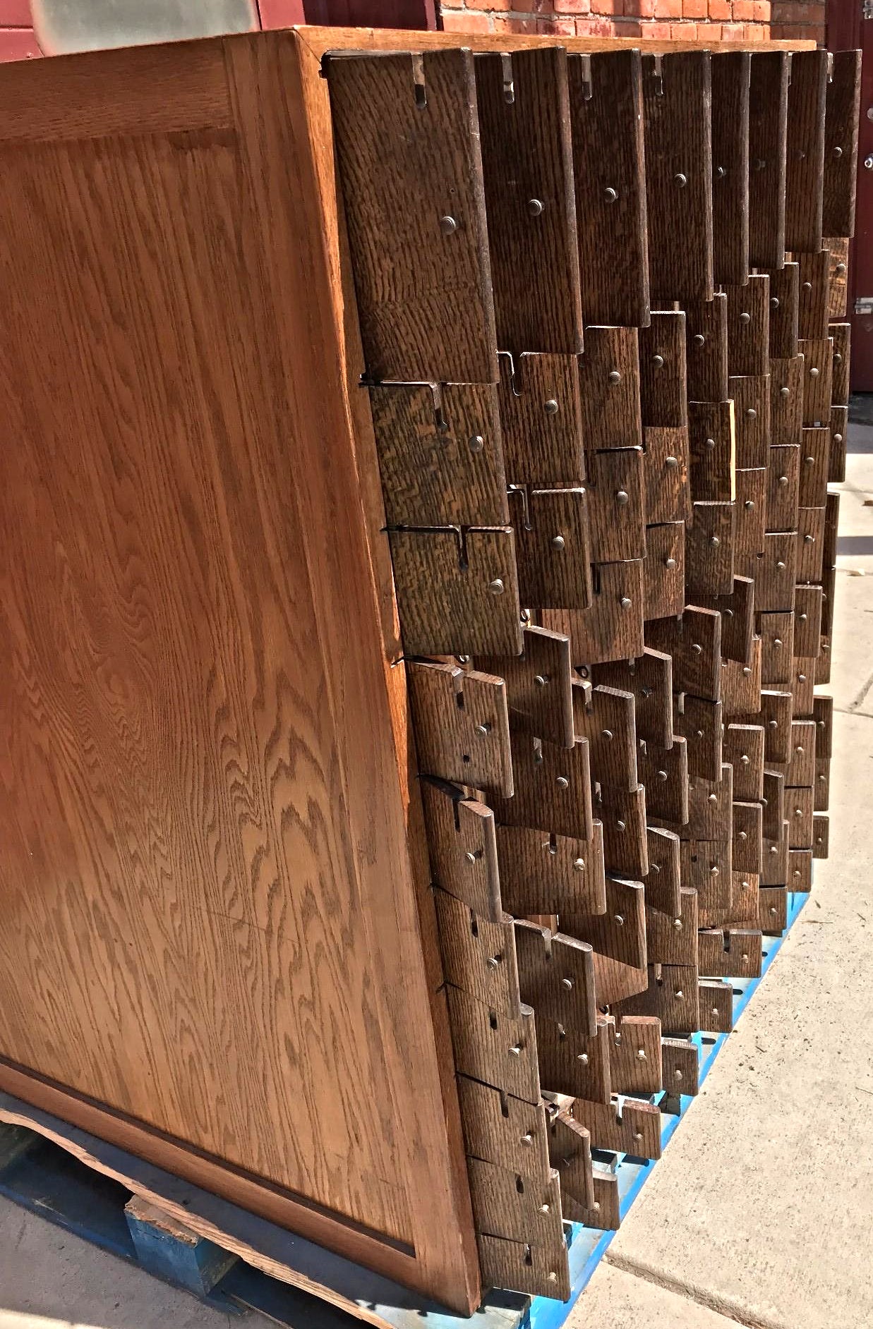 RARE 1940s VINTAGE OAK 88 CUBICLE MAILBOX 53Hx45Wx36D WineCabinet wBASE FREESHIP