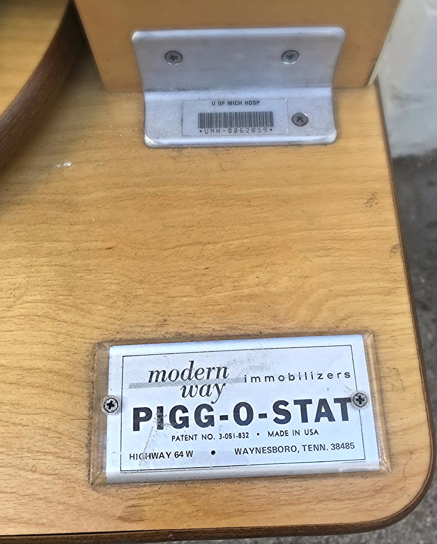 MODERN WAY PIGG-O-STAT 3-051-832 PEDIATRIC POSITIONING UNIT IMMOBILIZER