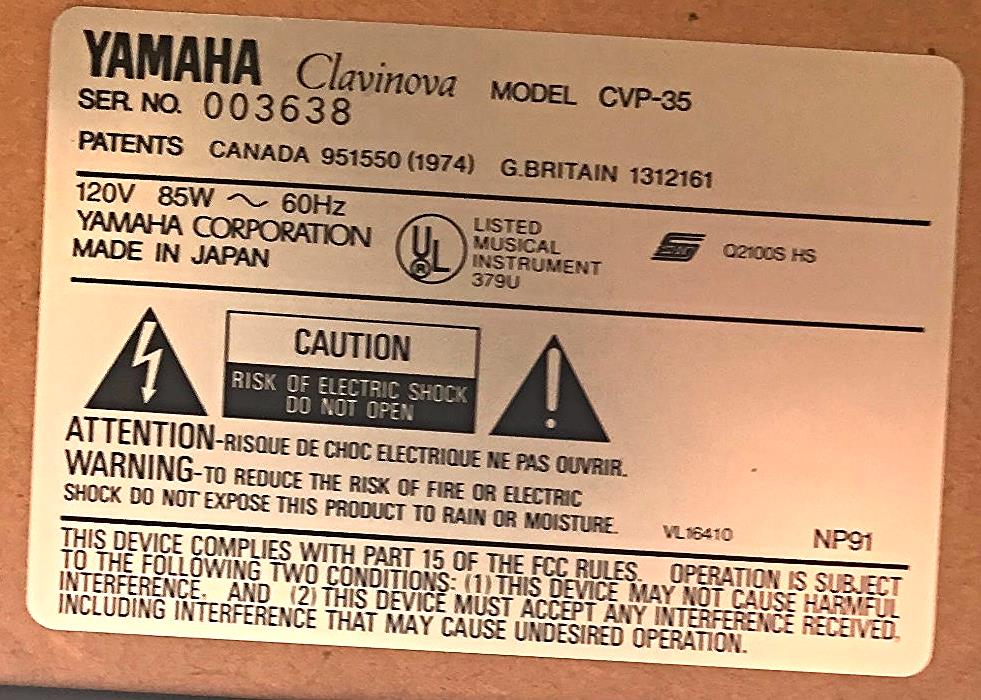 YAMAHA CLAVINOVA CVP-35 DIGITAL PIANO ORIGINAL BENCH FREE SHIPPING WATCH VIDEO