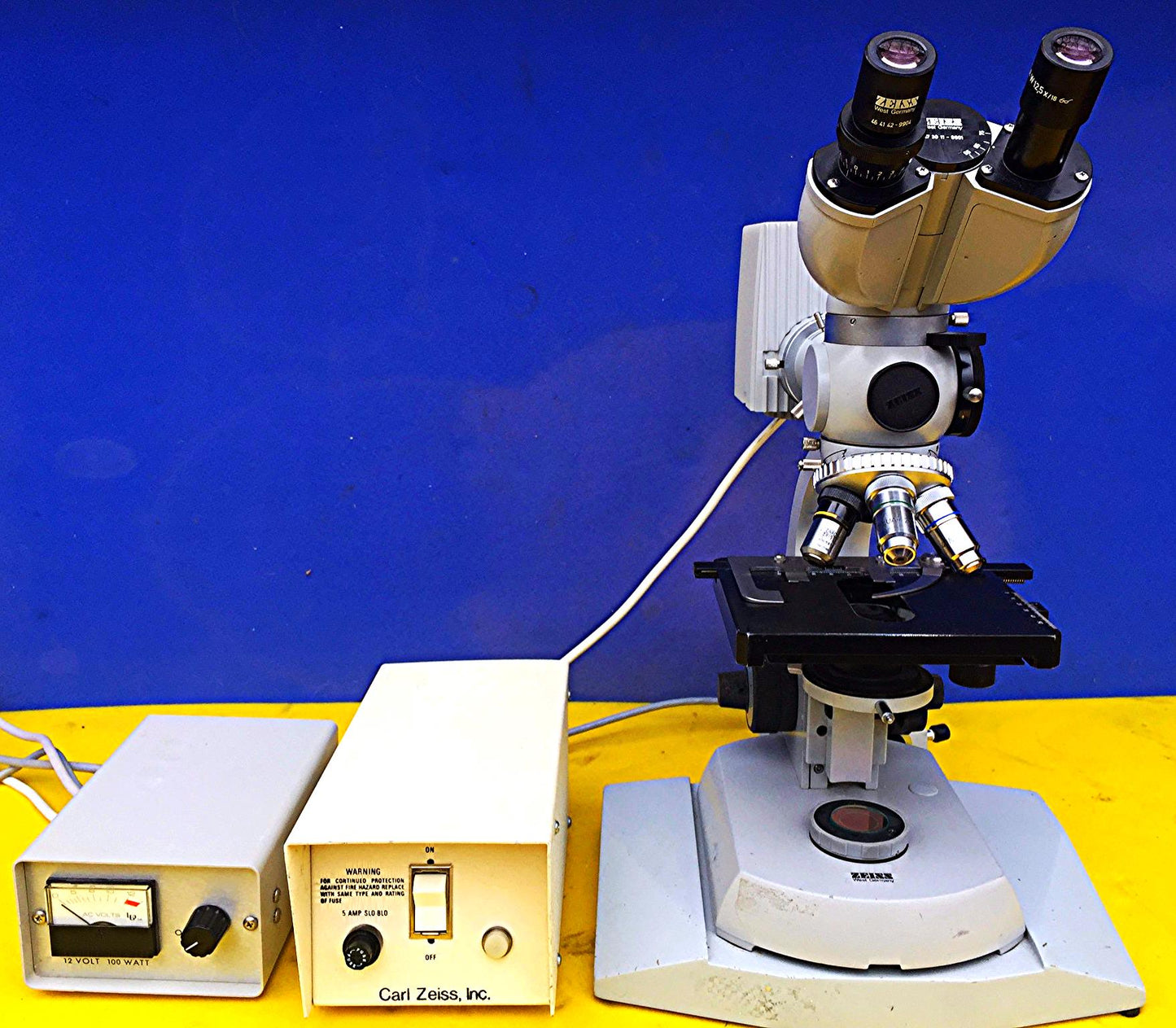 ZEISS FLUORESCENT FLUORESCENCE INSPECTION MICROSCOPE 3 OBJECTIVES WORKSPERFECTLY