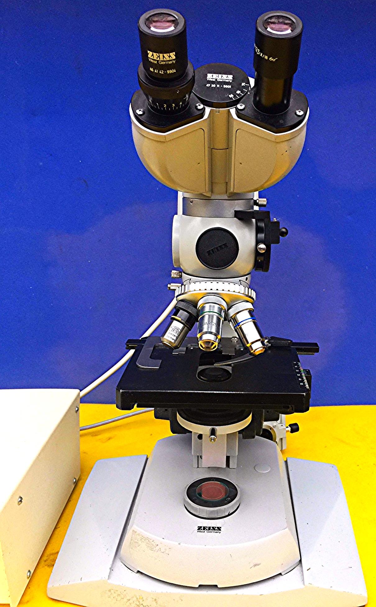 ZEISS FLUORESCENT FLUORESCENCE INSPECTION MICROSCOPE 3 OBJECTIVES WORKSPERFECTLY