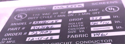 DA-LITE ADVANTAGE DELUXE ELECTROL 101" wide RECESSED PROJECTION MOTORIZED SCREEN