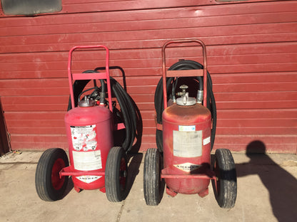 AMEREX MODEL450 NITROGEN CYLINDER ABC DRY CHEMICAL FIRE EXTINGUISHER ON WHEELS