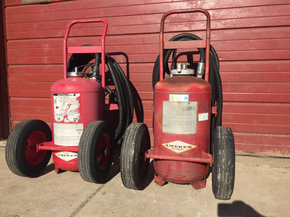 AMEREX MODEL450 NITROGEN CYLINDER ABC DRY CHEMICAL FIRE EXTINGUISHER ON WHEELS