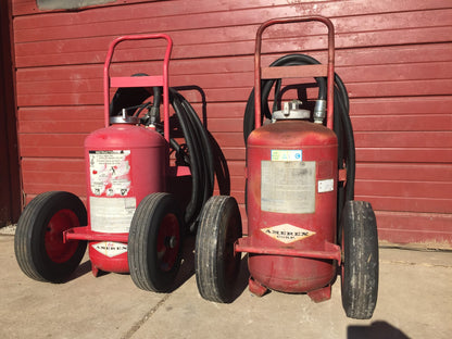AMEREX MODEL450 NITROGEN CYLINDER ABC DRY CHEMICAL FIRE EXTINGUISHER ON WHEELS