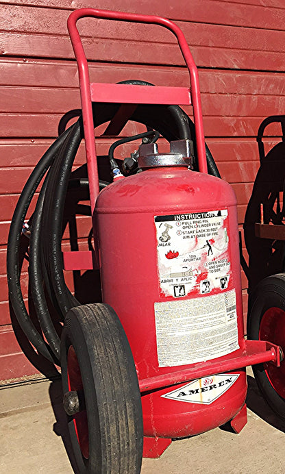 AMEREX MODEL450 NITROGEN CYLINDER ABC DRY CHEMICAL FIRE EXTINGUISHER ON WHEELS