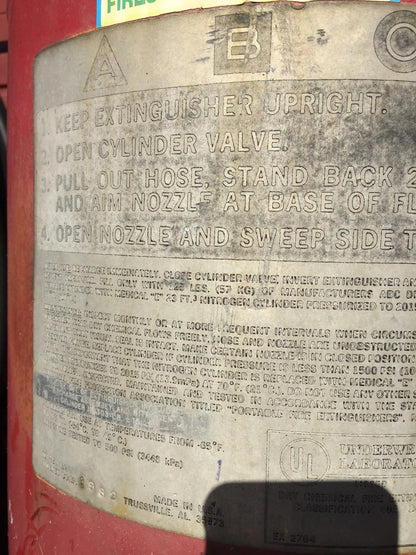 AMEREX MODEL450 NITROGEN CYLINDER ABC DRY CHEMICAL FIRE EXTINGUISHER ON WHEELS