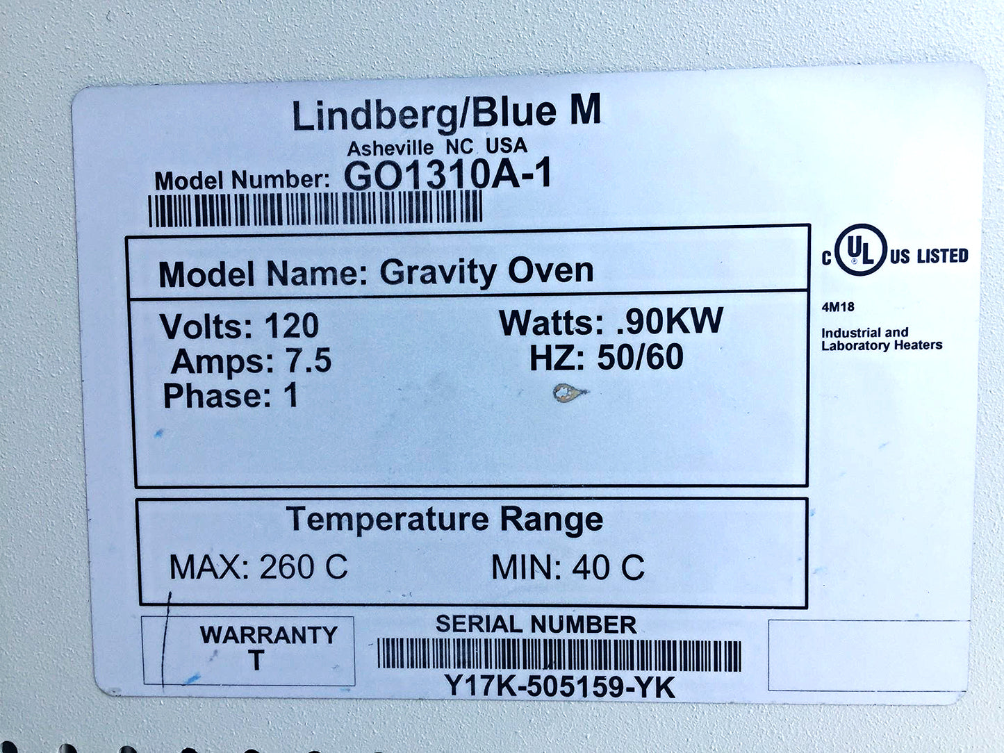 LINDBERG BLUE M GO1310A-1 GRAVITY OVEN FURNACE LAB HOSPITAL CLINIC FREE SHIPPING