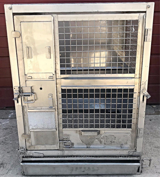 2 ACME VETERINARY PET CLINIC STAINLESS STEEL CAGE RACK WHEELS HUNT ANIMAL TURKEY