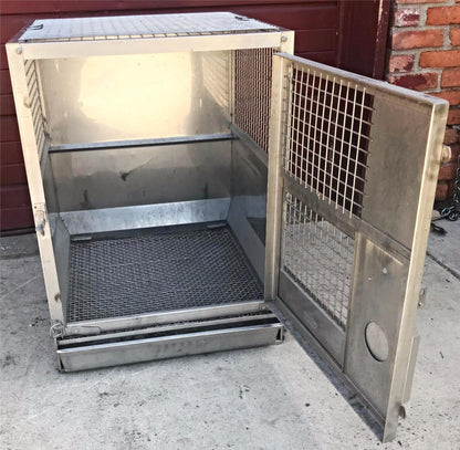 2 ACME VETERINARY PET CLINIC STAINLESS STEEL CAGE RACK WHEELS HUNT ANIMAL TURKEY