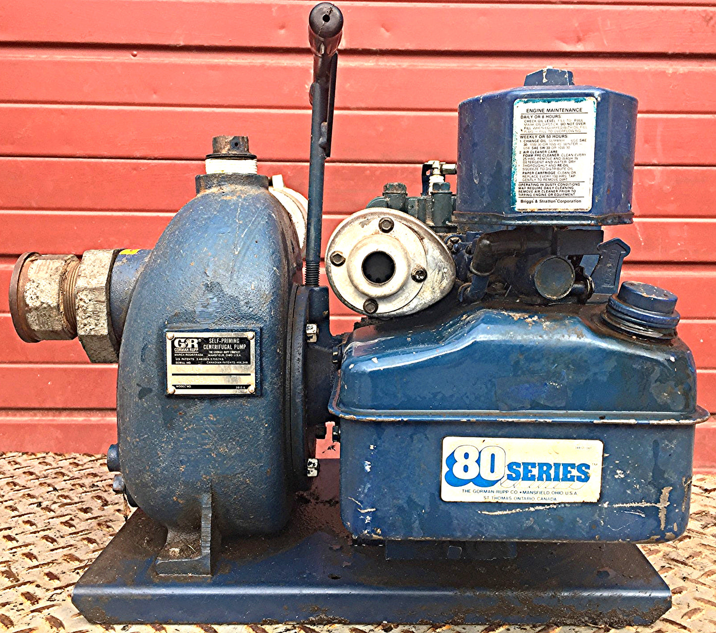 GR GORMAN RUPP 82K38 SELF-PRIMING CENTRIFUGAL PUMP BRIGGS STRATTON GAS ENGINE