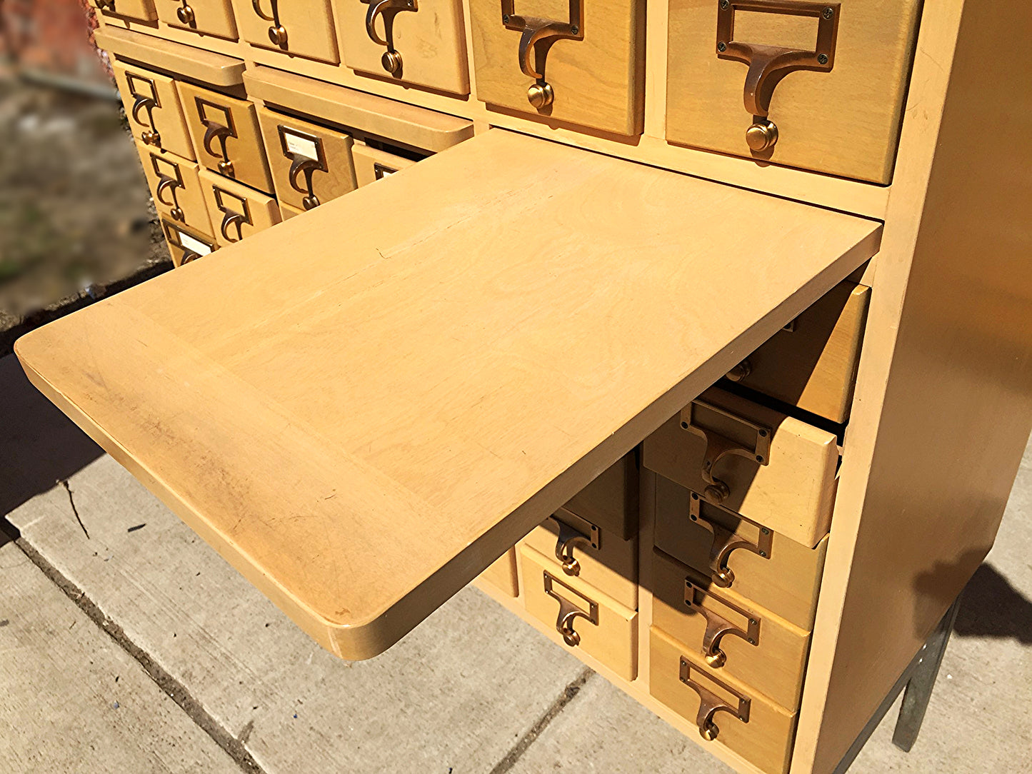 RARE 1950s VINTAGE 60 DRAWER LIBRARY INDEX CARD CABINET 60 x 42.5 x 18 FREE SHIP