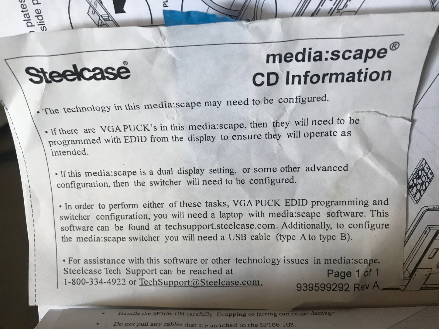 STEELCASE MEDIASCAPE SP106-101 & 5 VIRTUAL PUCKs NEC HDMI E422(L420UT CONFERENCE