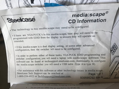 STEELCASE MEDIASCAPE SP106-101 & 5 VIRTUAL PUCKs NEC HDMI E422(L420UT CONFERENCE