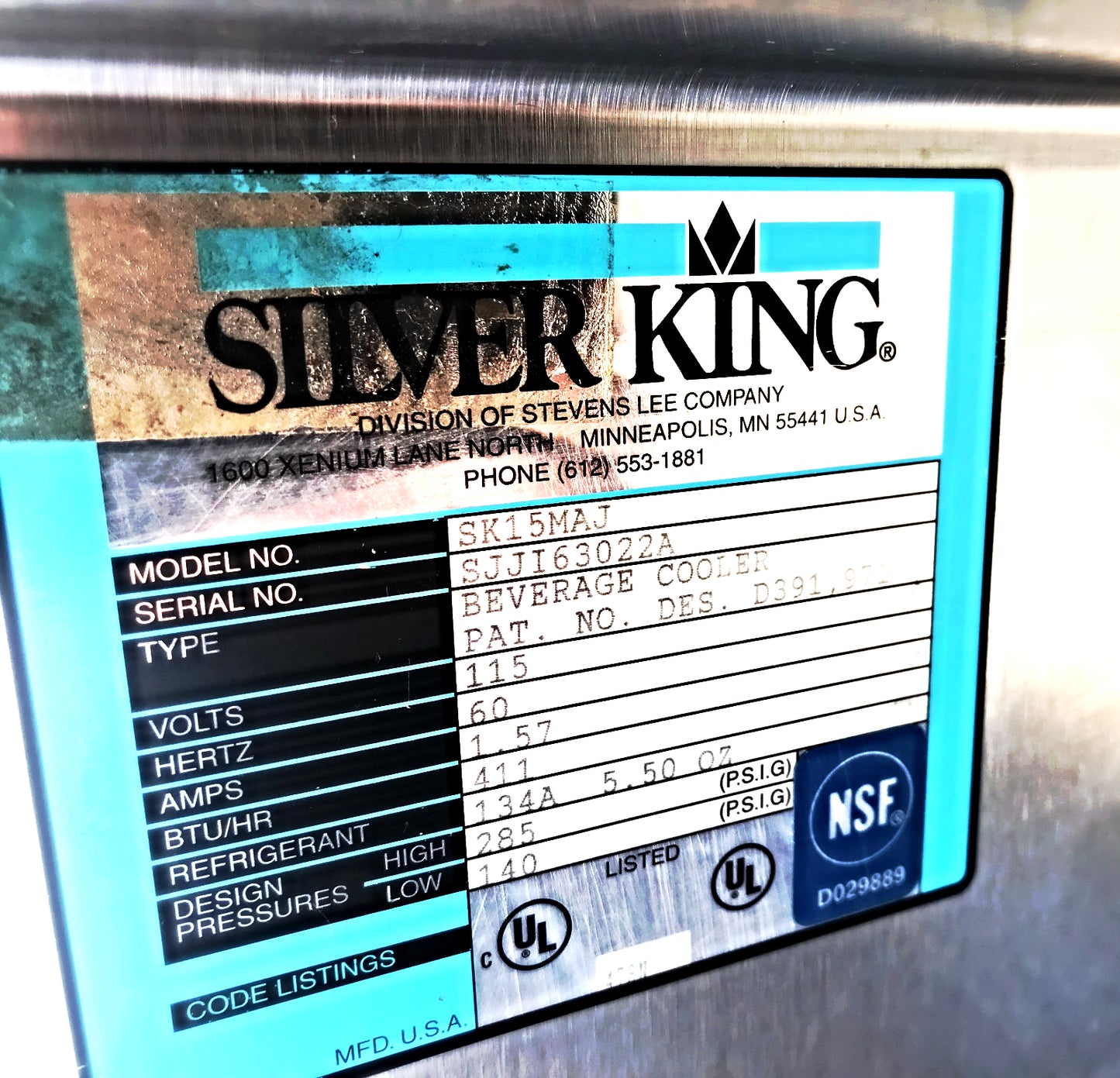 SILVER KING SK-15MAJ REFRIGERATED COMMERCIAL MILK BEVERAGE 3 VALVE DISPENSER