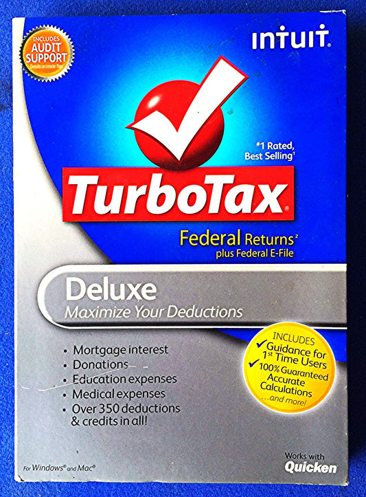 BRAND NEW INSIDE SEALED BOX 2011 TURBOTAX DELUXE FEDERAL RETURNS PLUS E-File