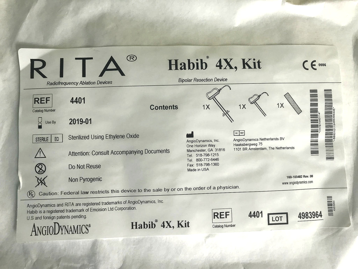 RITA BIPOLAR RESECTION DEVICE ANGIODYNAMIC RADIOFREQUENCY ABLATION HABIB 4X 2019