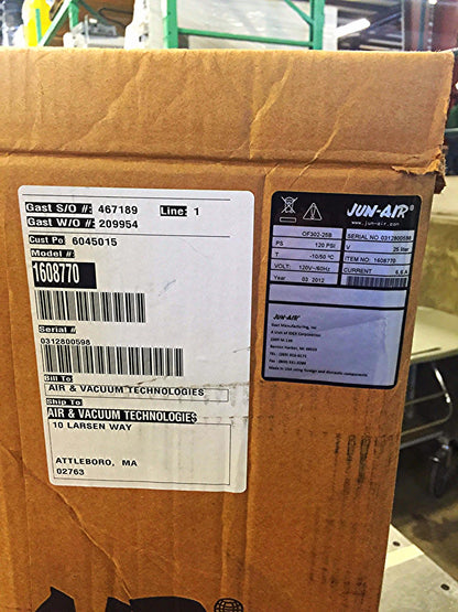 GAST JUN-AIR OF302 COMPRESSOR 25L DENTAL MEDICAL INDUSTRIAL MANUAL NORGREN REGUL