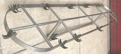 RARE VINTAGE 10FT LONG STAINL STEEL KITCHEN POT HOLDER RACK BRASS HOOKS FREESHIP