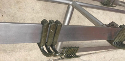 RARE VINTAGE 10FT LONG STAINL STEEL KITCHEN POT HOLDER RACK BRASS HOOKS FREESHIP