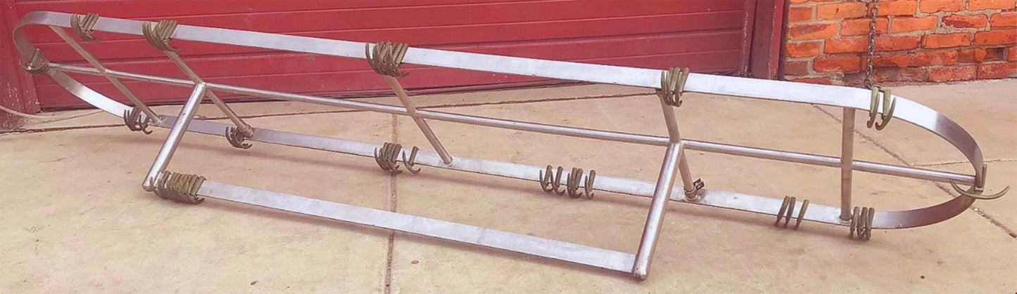 RARE VINTAGE 10FT LONG STAINL STEEL KITCHEN POT HOLDER RACK BRASS HOOKS FREESHIP