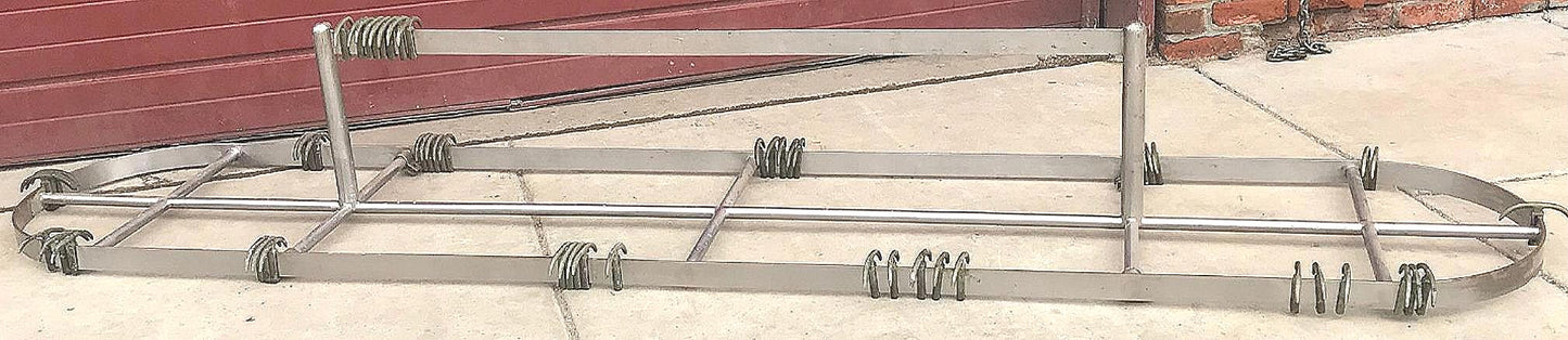 RARE VINTAGE 10FT LONG STAINL STEEL KITCHEN POT HOLDER RACK BRASS HOOKS FREESHIP