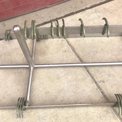 RARE VINTAGE 10FT LONG STAINL STEEL KITCHEN POT HOLDER RACK BRASS HOOKS FREESHIP