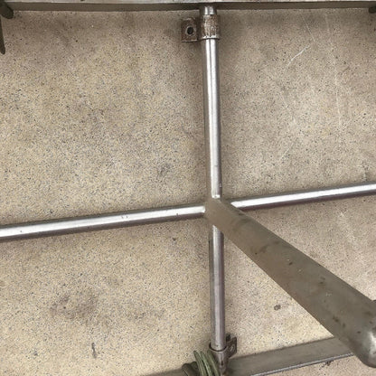 RARE VINTAGE 10FT LONG STAINL STEEL KITCHEN POT HOLDER RACK BRASS HOOKS FREESHIP