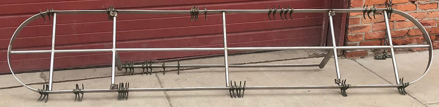 RARE VINTAGE 10FT LONG STAINL STEEL KITCHEN POT HOLDER RACK BRASS HOOKS FREESHIP