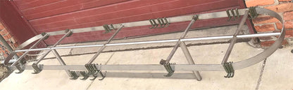 RARE VINTAGE 10FT LONG STAINL STEEL KITCHEN POT HOLDER RACK BRASS HOOKS FREESHIP