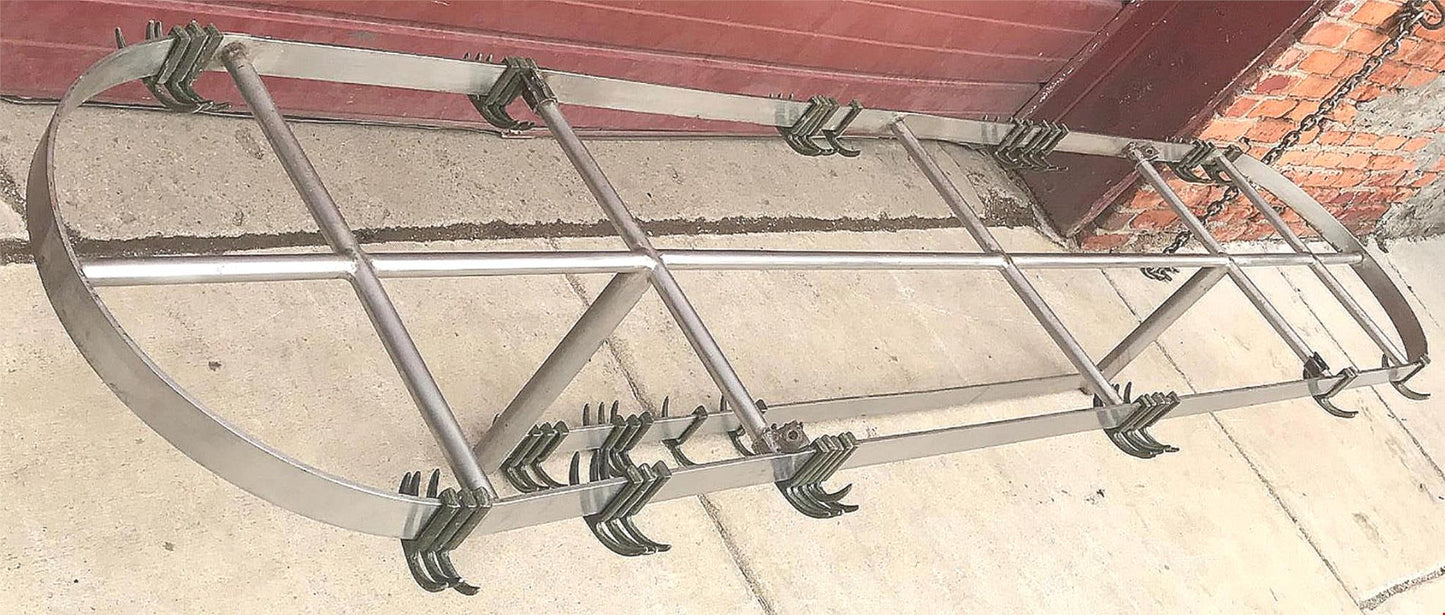 RARE VINTAGE 10FT LONG STAINL STEEL KITCHEN POT HOLDER RACK BRASS HOOKS FREESHIP