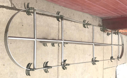 RARE VINTAGE 10FT LONG STAINL STEEL KITCHEN POT HOLDER RACK BRASS HOOKS FREESHIP