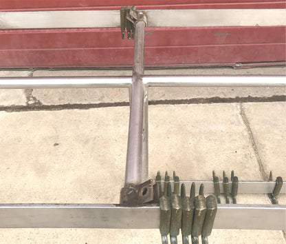 RARE VINTAGE 10FT LONG STAINL STEEL KITCHEN POT HOLDER RACK BRASS HOOKS FREESHIP