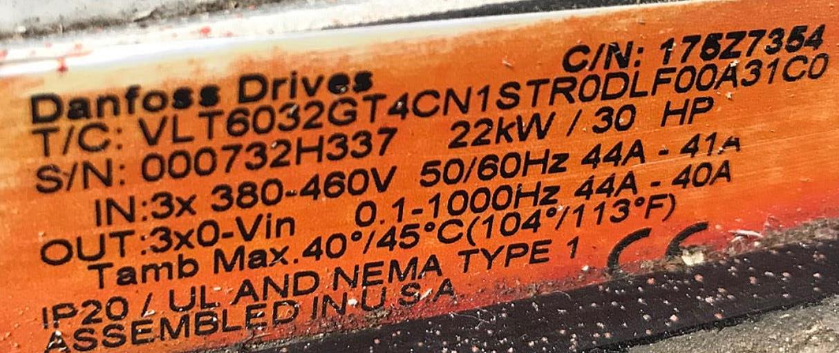 1 Unit of DANFOSS GRAHAM 22KW/ 30 HP VLT 6000 HVAC VLT6032GT4 DRIVE EDS FREESHIP