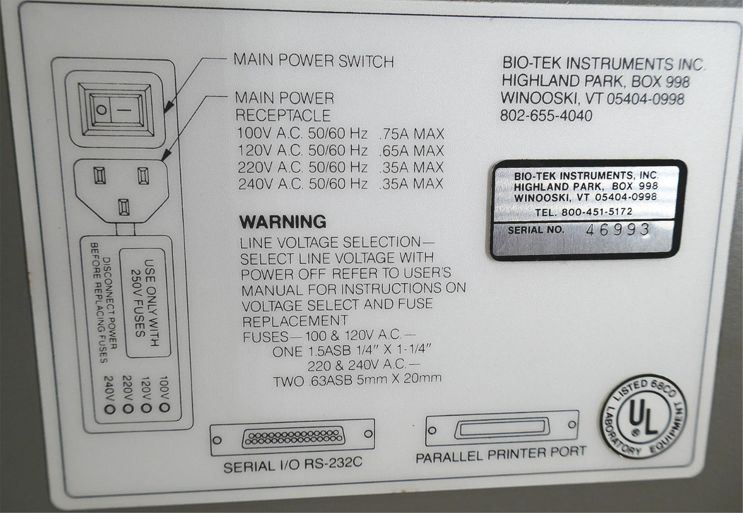 BIO-TEK INSTRUMENTS MICROPLATE AUTOREADER EL311 NO CARD 90-DAY-WARRANTY FREESHIP