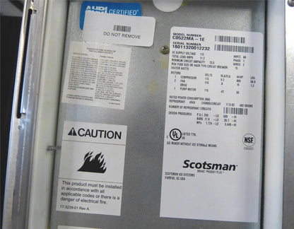 SCOTSMAN 500lbsDay Prodigy Series C0522MA AIR COOL ICE MACHINE with BIN FREESHIP