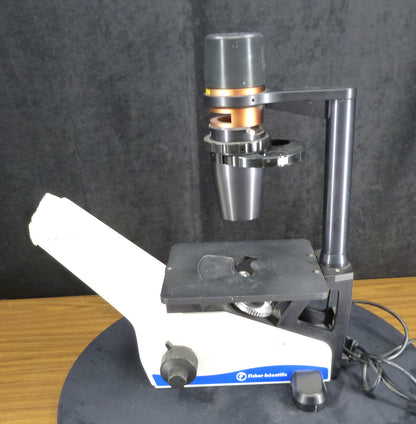 FISHER SCIENTIFIC Cat 12-560-45 MICROMASTER INVERTED PHASE MICROSCOPE FREE SHIP