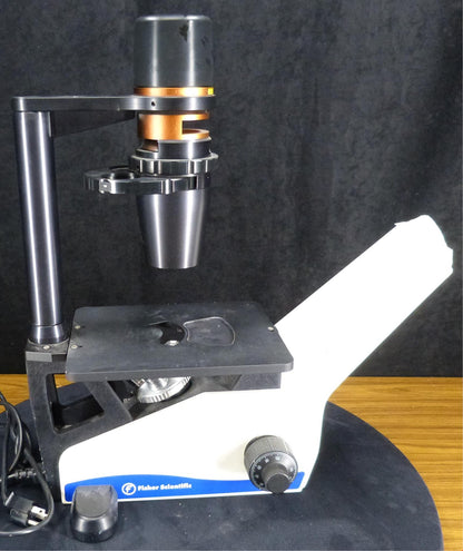 FISHER SCIENTIFIC Cat 12-560-45 MICROMASTER INVERTED PHASE MICROSCOPE FREE SHIP