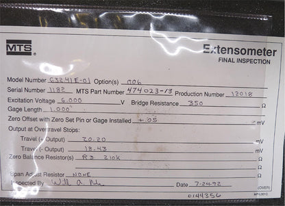 MTS 632-41E-01 PART: 474023-13 EXTENSOMETER LOTS OF SURPLUS ACESSORIES FREE SHIP