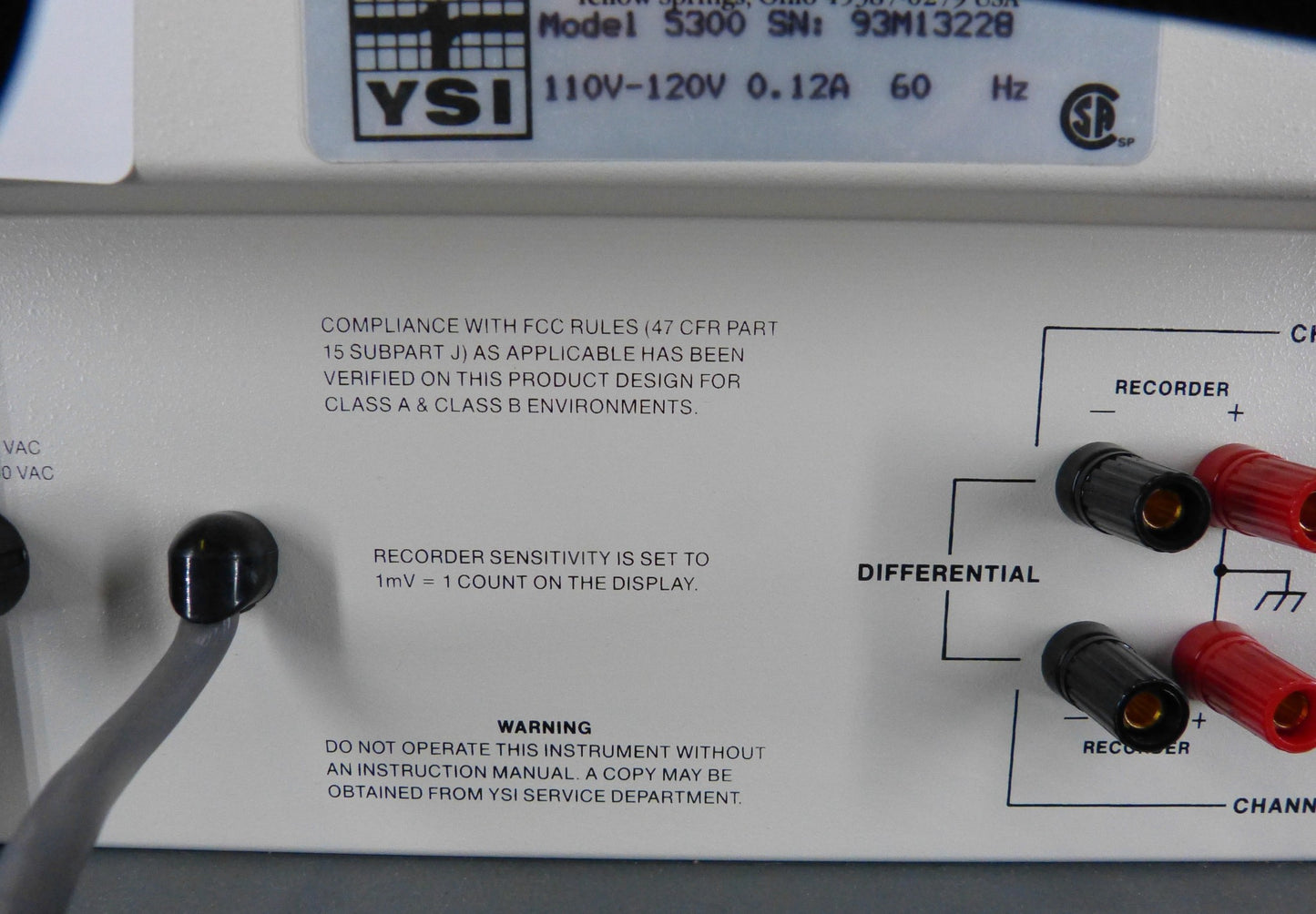 YSI Model 5300 Biological Oxygen Monitor 110-120V 0.12A 60Hz90-DAY-WARRANTY