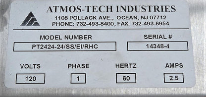 B.NEW ATMOS-TECH INDUSTRIES PT-2424-24-SS-EI-RHC WALL PASS-THRU SYSTEM FREESHIP