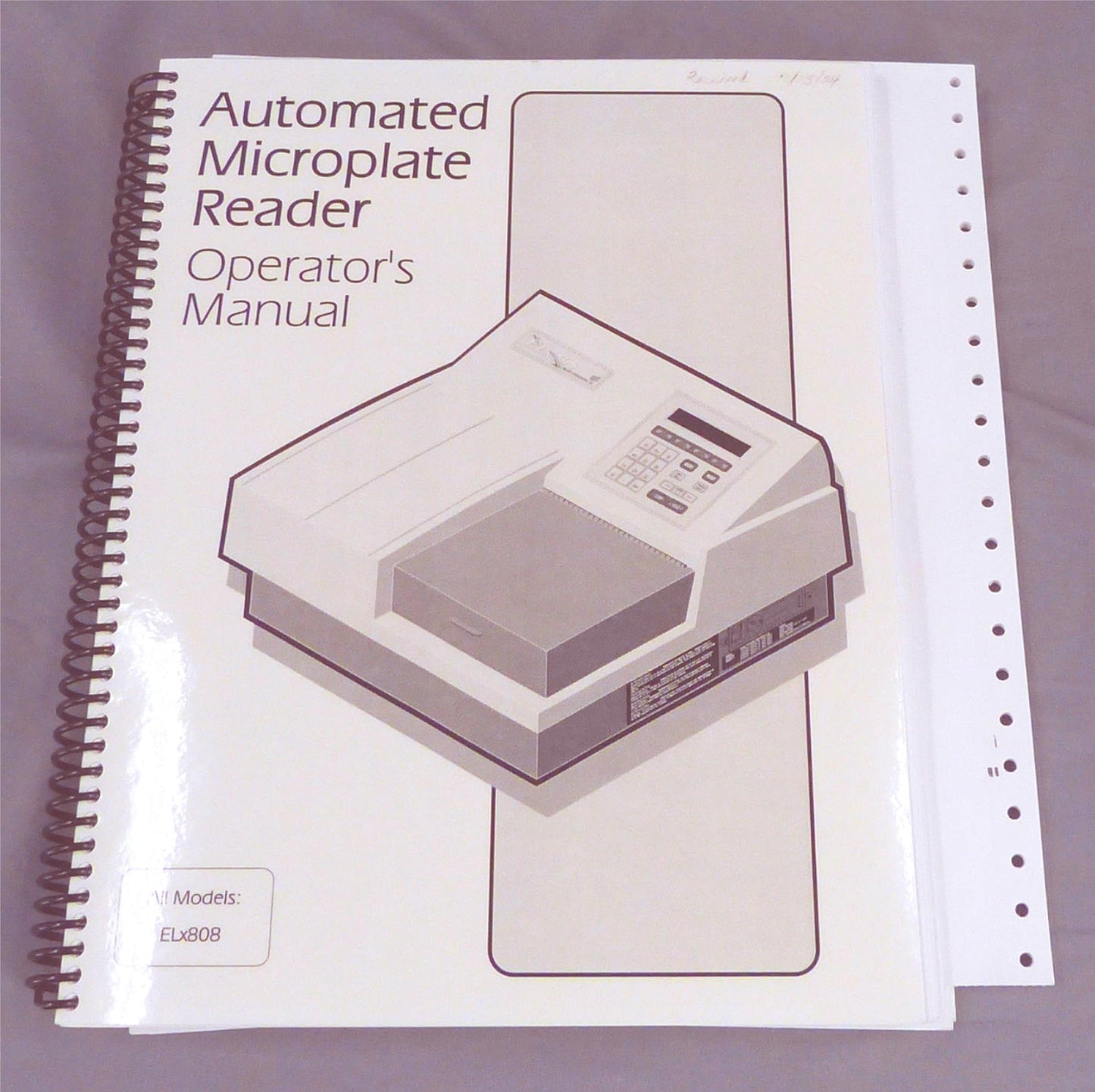 BIOTEK ELX808-IU ULTRA 96-WELL ABSORBANCE MICROPLATE READER MANUAL FREE SHIP